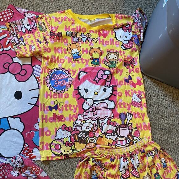 Girls Summer Outfit Set Hello Kitty And Friends S/M 8-10 2Shorts 2Shirts Casual - Picture 3 of 7